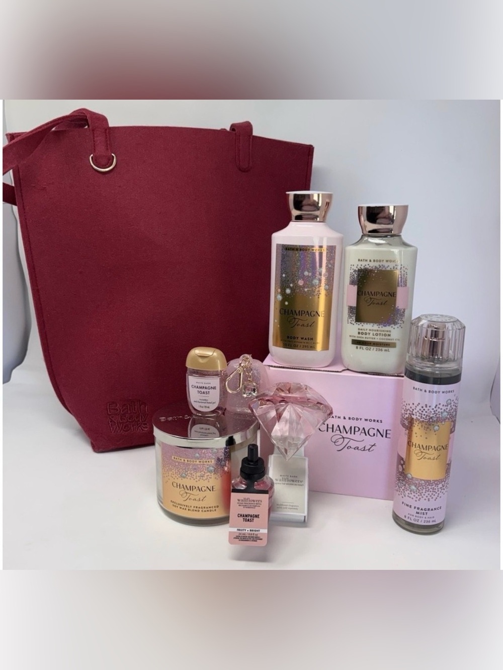 Bath & Body Works Champagne Toast Fine Fragrance 9pc Full Size Set!